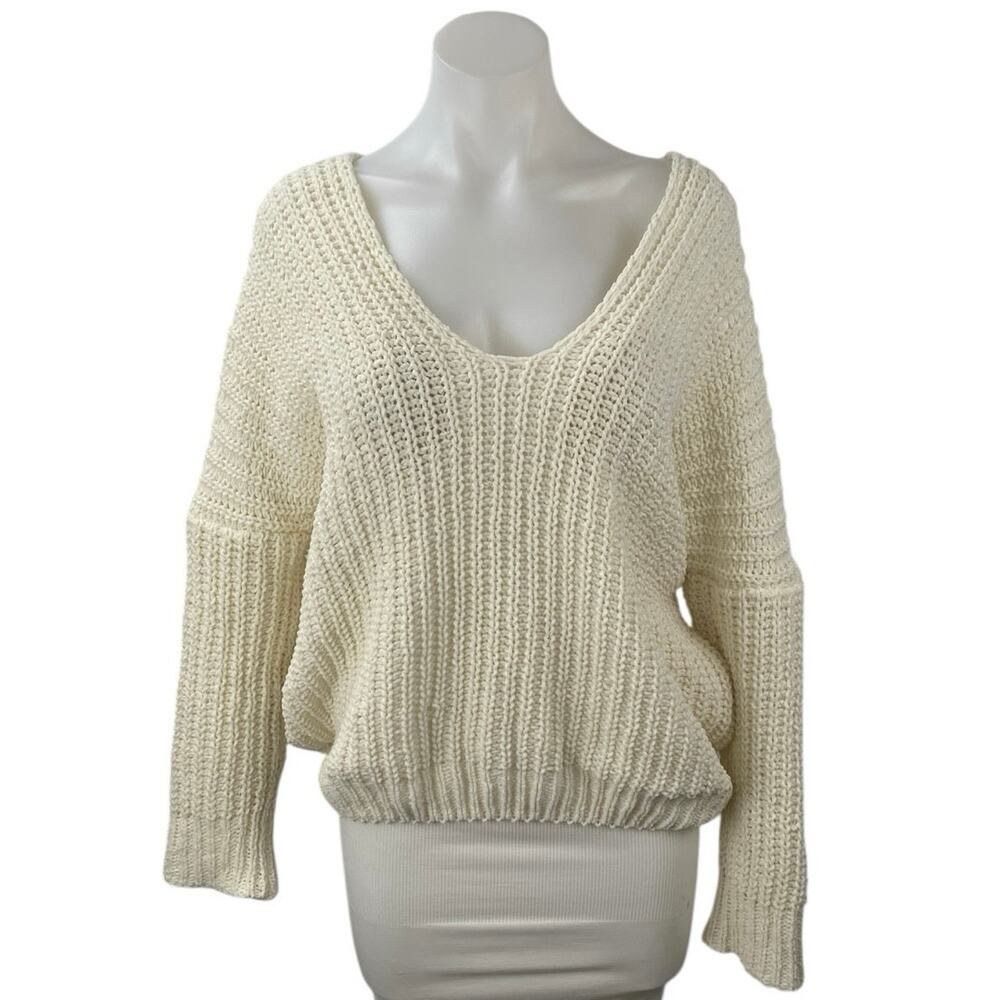 Superdown  Women's Cream White Chunky Knit Batwing Long Sleeve Sweater Top Sz S